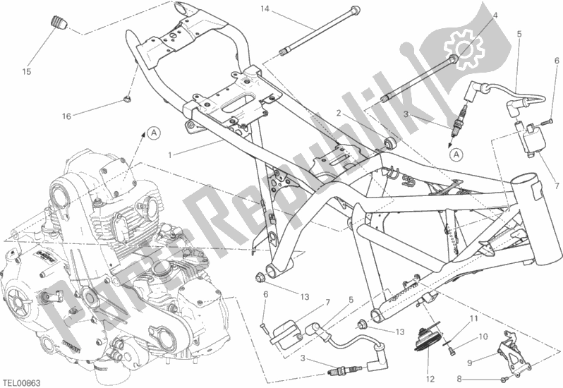 All parts for the Frame of the Ducati Scrambler Flat Track PRO 803 2016